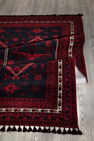 Kırmızı Renkli Afgan Tarzı Altı Kaymaz Şönil Kilim-57