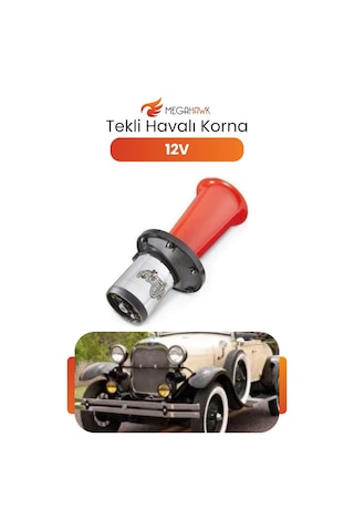 Korna 12v Tekli Havalı Korna Kırmızı Metal Kompresörlü Yüksek Ses