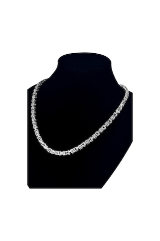 Takı Dükkanı Silver Beyaz Renk Erkek Çelik Kral Zincir Kolye Ck11