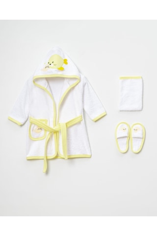 Balinalı Bornoz Takımı 1-2 Yaş Beyaz - Sarı