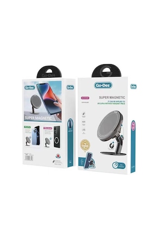 Süper Magnetik Araç Telefon Tutucu Go Des Gd-hd726p 360 Derece Yuvarlak Oynar Başlıklı Siyah
