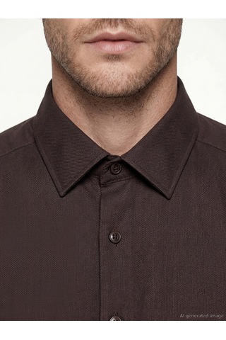 Lcw Busıness Kahverengi Slim Fit Armürlü Erkek Gömlek