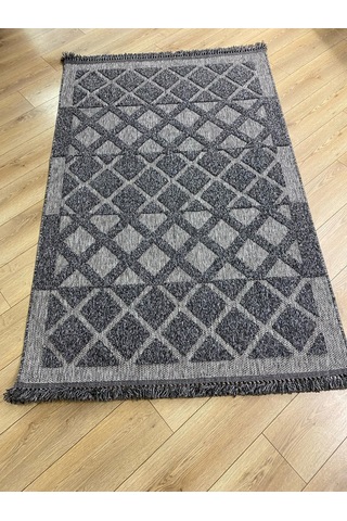 Çam Halı Enti Halı Togo 7512 Antrasit Geometrik Desenli Makine Halısı