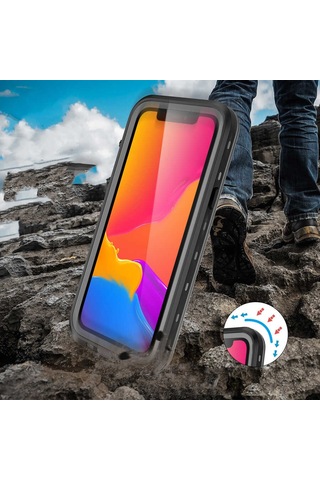 Apple Uyumlu iPhone 13 Pro Max Uyumlu 1-1 Su Geçirmez Kılıf-siyah Siyah -
