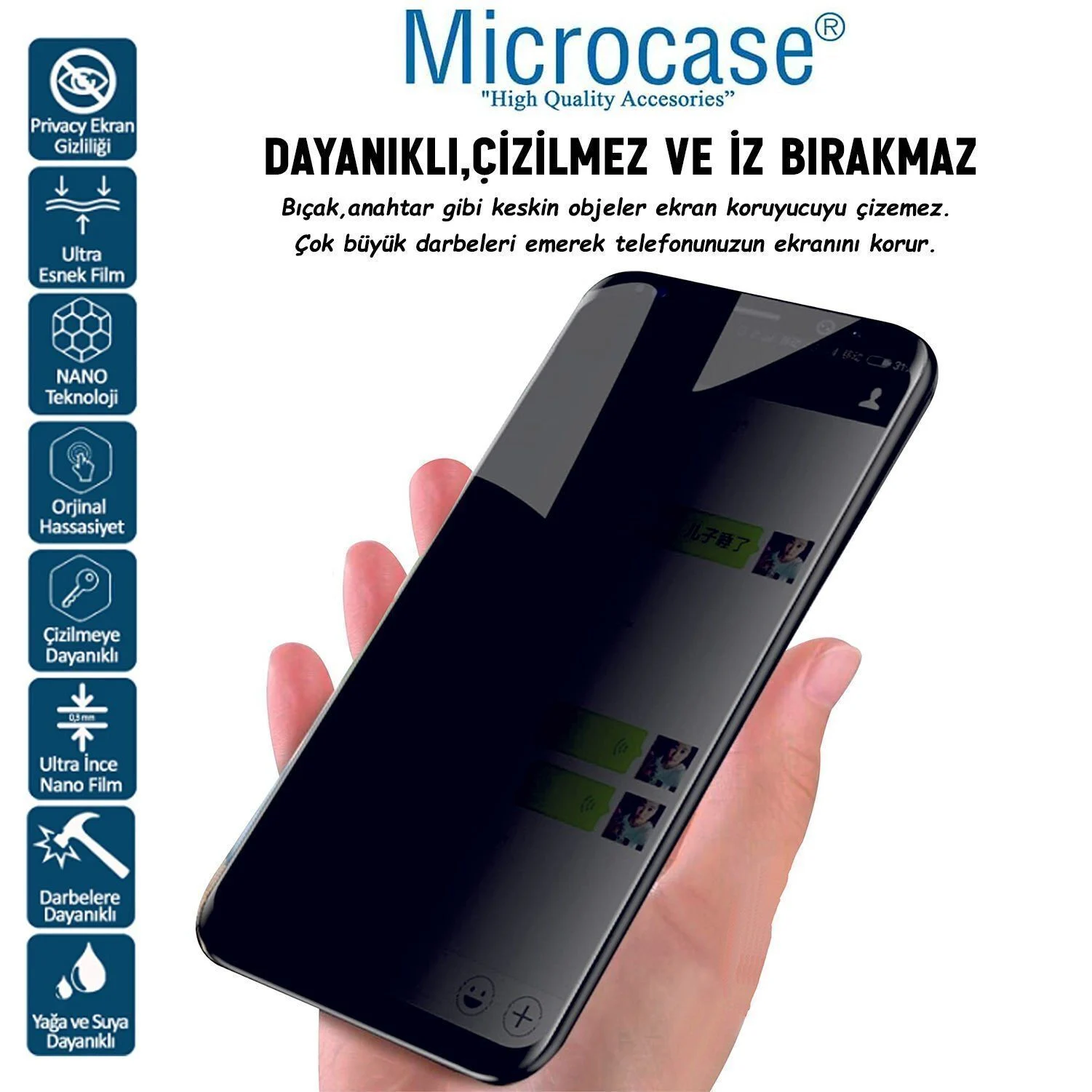 Microcase Google Pixel 10 Pro Xl Privacy Gizlilik Filtreli Tam Kaplayan Tempered Cam-al3125