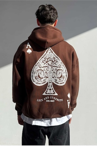 Zaee A Baskılı Oversize Premium Sweatshirt Kahverengi
