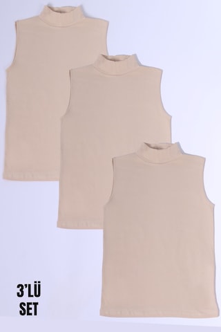 Parlingerie Kadın Sıfır Kol Boğazlı Body 3lü Set Ten
