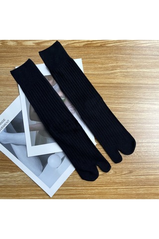 Dachuang Elektik Toe Spocks Sandalları Erkekler Kadın Erkek Kızlar - Japon Tarzı Uzun Giyilebilir Flip Flop Sock Hibrid Black
