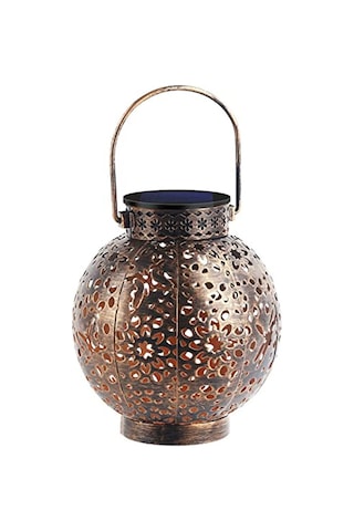Sones Sz-20004 Güneş Feneri Dövme Demir İçi Boş Çim Lambası Açık Bahçe Dekoratif Lambası Bronz