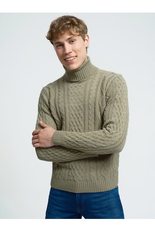 Regular Fit Erkek Kazak Açık Haki