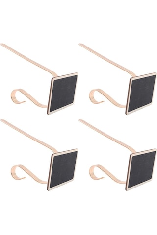 Suntek Çiftlik Evi Tahta Sağlam Yapılı Noel Çorabı Tutacağı Altın Kanca 4 Adet Çok Renkli