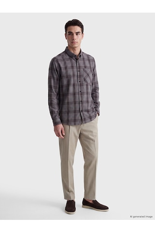 Lcw Eco Gri Regular Fit Ekose Erkek Gömlek Ceket