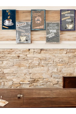 Kahve Ruhunu Dekorasyonunuza Yansıtan 5 Parça 20cmx29cm A4 Mdf Baskı Tablo, Duvar Tabloları , Kahve Köşesi Tabloları, Cafe Tabloları, Çerçeve Görünümlü Dekoratif Hediyelik