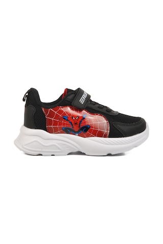 Siyah Kırmızı Fileli Cırtlı Unisex Çocuk Spor Ayakkabı Ruffon P Siyah-Kırmızı