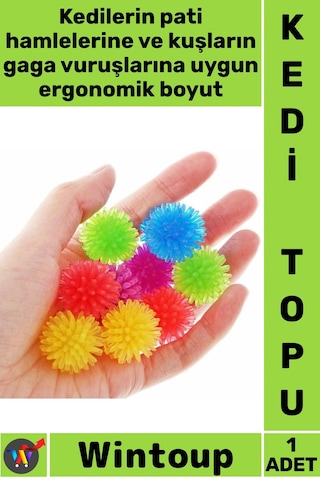 Keditopu Dayanıklı Renkli Eğlenceli Hareketli Isırmaya Karşı Dirençli Kedi Kuş Şık Mini Oyun Topu