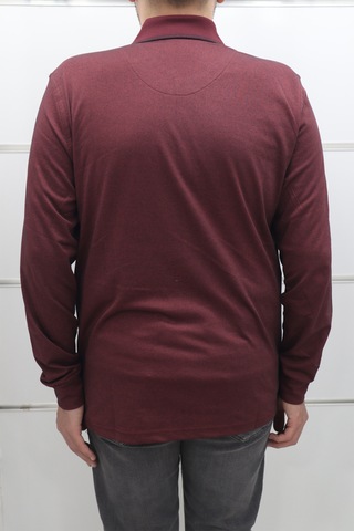 Santa Dmc Tekstil Erkek Düz Klasik Kesim Rahat Kalıp Polo Yakalı Tek Cep Kışlık Ince Sweat Bordo