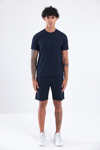 Rowinger Waffle Dokulu Nakış Logo Detaylı Oversize Erkek T-shirt Navyblue