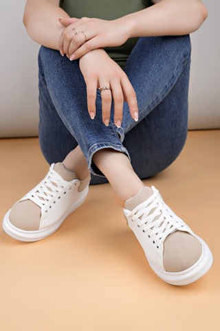 Luis A Costa Lc109 Beyaz Bej Süet Kadın Sneaker Renkli