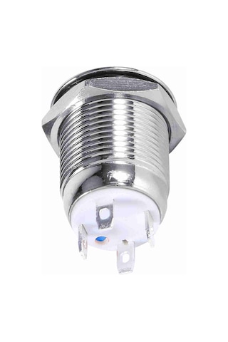 Springsun 12mm 3v Mavi Led Halka Işıklı, Ip65 Su Geçirmez, Bakır Kaplama Nikel Momentary Otomatik Sıfırlama Basma Anahtarı 4pin