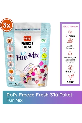 Pol's Freeze Fresh Dondurularak Kurtulmuş Fun Mix 20 G X 3 Adet 20 G