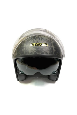 Motosiklet Yarım Kask , Grafiti Desenli, Çift Vizörlü, Vintage Stil, Terletme Yapmaz Pedler -xl Beden Diğer