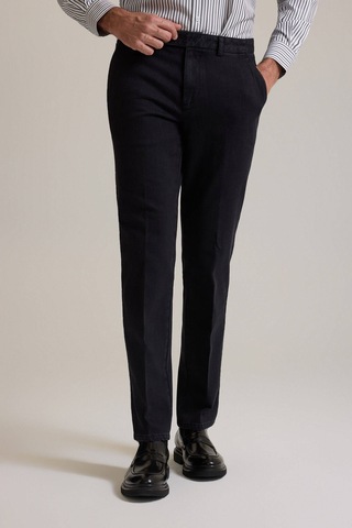 Ysf Erkek Siyah Regular Fit Yan Cepli Kot Pantolon