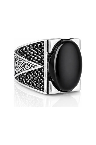 Nur Silver Oniks Gümüş Yüzük - Nur-yz83516