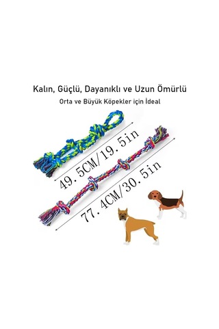 Valkyrie 2 Li Büyük Boy Köpek Halat Oyuncağı Seti Isırma Çekiştir