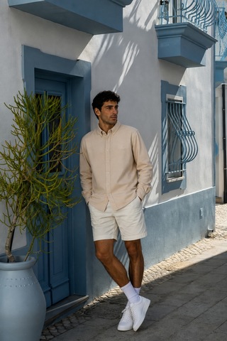 Respire Erkek Minimal Baskılı Oversize Dokulu Gömlek 2'li Set Siyah-bej