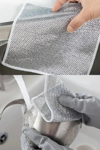 Yayke Çok Amaçlı Tel Bez Mikrofiber Inox Bez Telli Bulaşık Bezi 4'lü