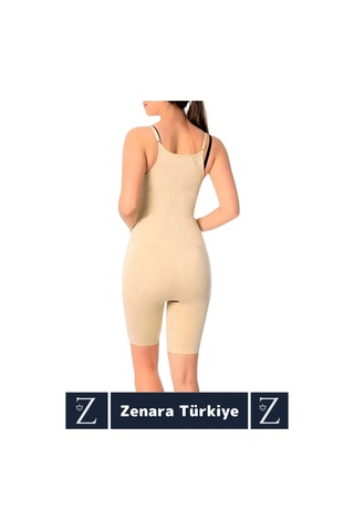 Günlük Vücut Şekillendiren Beden İncelten Toparlayan İhtiyaç Deliği Fermuarlı Ağraflı Tam Boy Korse Ten