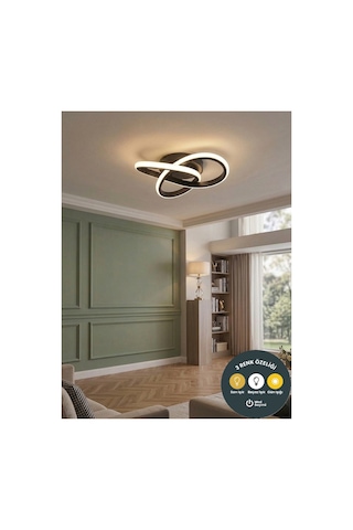 Kar Çiçeği Plafonyer Siyah 3 Renk Işıklı Power Ledli Salon Mutfak Oda Hol Ledli Avize