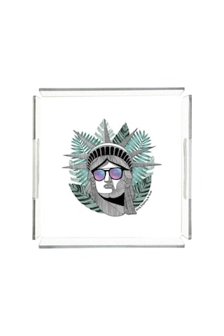The Statue Of Liberty Pleksi Tepsi - 25x25cm