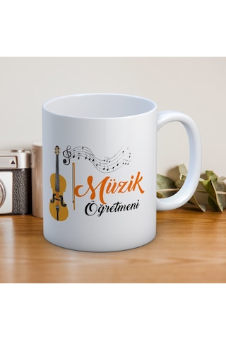 Müzik Öğretmenlerine Özel Öğretmenler Günü Hediyelik Baskılı Kupa Beyaz