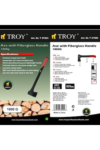 Troy 27263 Fiberglas Saplı Balta. 1800 Gr