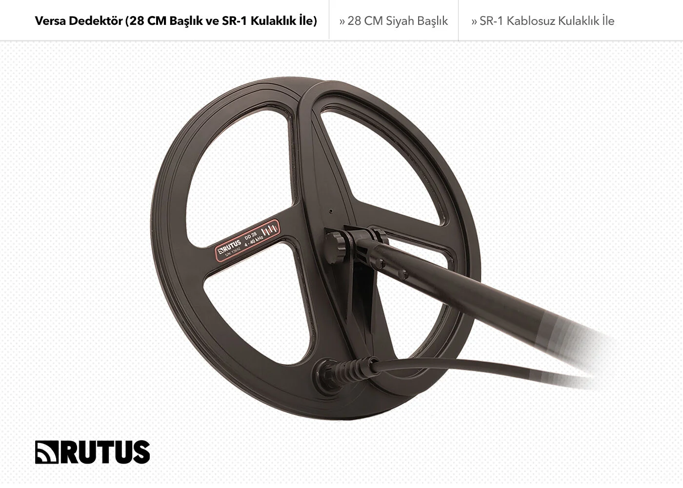 Rutus Versa Dedektör Sr-1 Kablosuz Kulaklık Ve 28cm Dd Başlık İle Metal Dedektörü