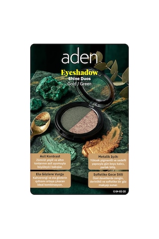 Aden Eyeshadow Shine Duos - Işıltılı Göz Farı İkilisi Gold Green Altın Yeşil 0