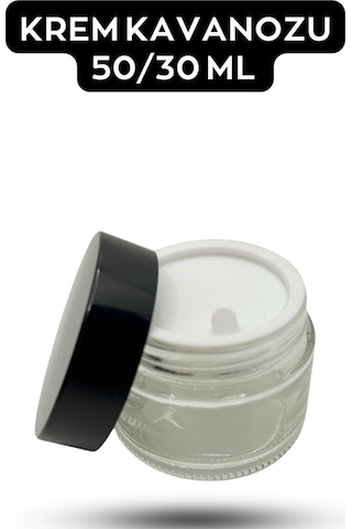 Krem Kavanozu 30 Ml Buzlu/normal Cam Siyah Kapak Normal Cam 30 Cc