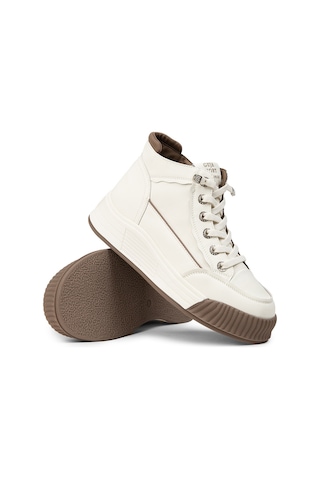 Deery Kadın Hakiki Deri Beyaz High Top Sneaker Ayakkabı - 25334zbyzc01 Beyaz