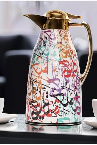 Roomours Arabic Letters Gold Çift Katmanlı Termos 1 L Çok Renkli