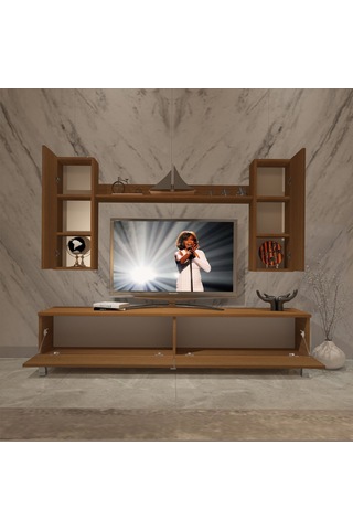 Decoraktiv Eko 5d Slm Std Krom Ayaklı Tv Ünitesi Tv Sehpası Ceviz