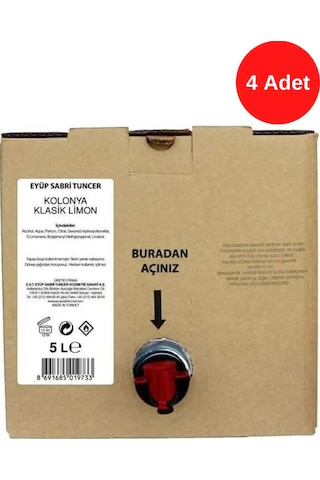 Eyüp Sabri Tuncer Klasik Limon Kolonyası 5 Litre x 4 Adet