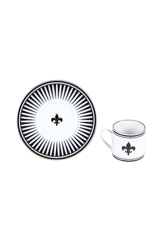 Siyah Aşk Türk Kahve Fincanı Altın - Beyaz - Siyah