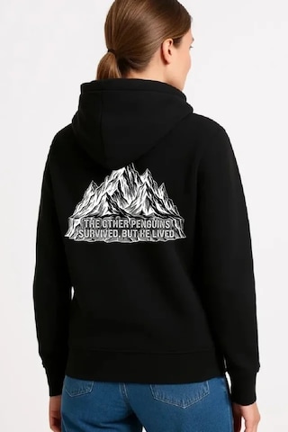 Etiler Collection Nihilist Penguen Temalı Oversize Kapüşonlu Sweatshirt - Siyah