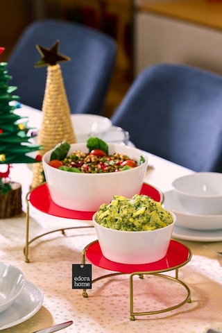 Goldsunumluk 2'li Küçük Boy Metal Sunumluk Hediyelik Dekorasyon İkramlık / Kırmızıpleksi / Paslanmaz