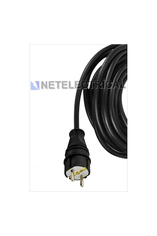 Kauçuk Tekli Topraklı Ara Uzatma Kablosu 7 Metre 3x2.5 Mm² Ttr Kalın Siyah Kablolu 7 Metre