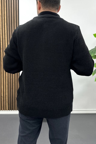 Edwox Erkek Slim Fit Fermuarlı Hırka Siyah Edw434 Siyah