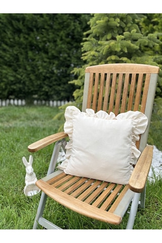 Keten Bohem Fırfırlı Vintage Kare Kırlent Kılıfı