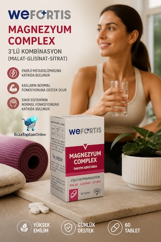 Wefortis Magnezyum Complex -3lü Kombinasyon Malat-glisinat-sitrat 60 Tablet