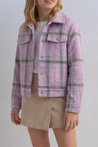 Esila Kids Kız Çocuk Kaşe Ceket Ekose Oduncu Gömlek Yeşil